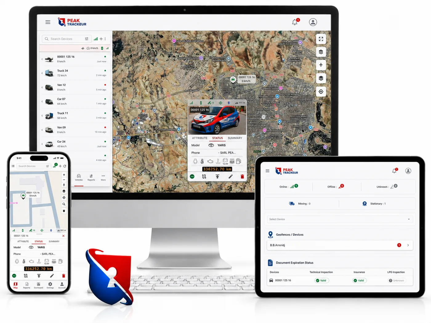 Interface web et mobile Peak Trackeur